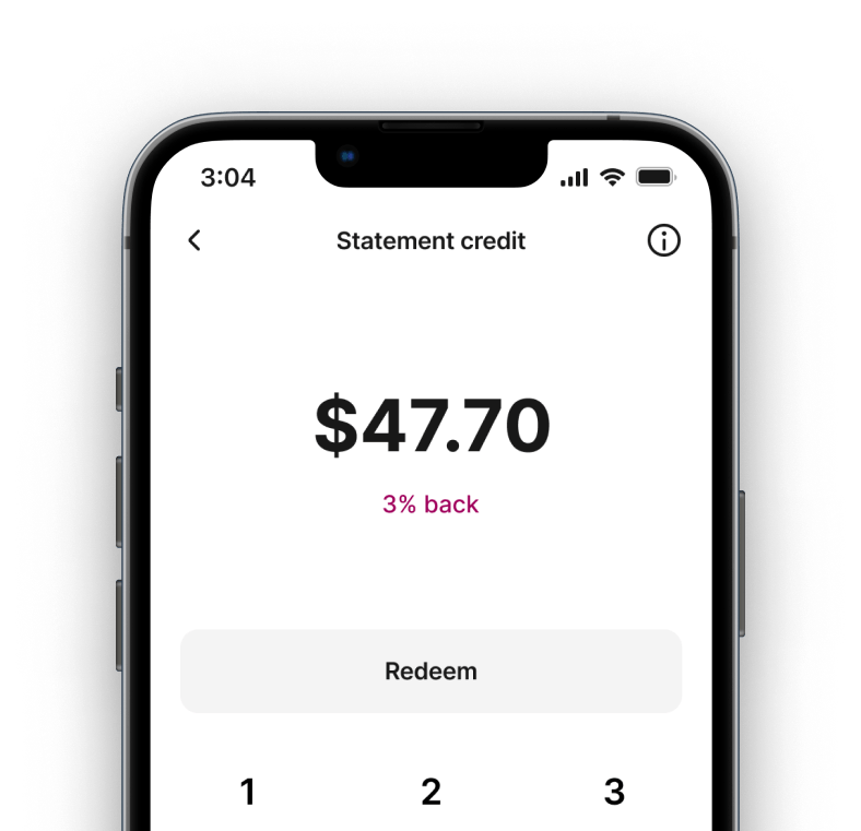 screenshot of redeeming for statement credit in Cardless mobile app